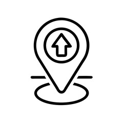 Poster - Upload Arrow with Location Symbol Icon Representing Geo-Tagged File Transfer, Cloud Upload, and Location-Based Data Sharing