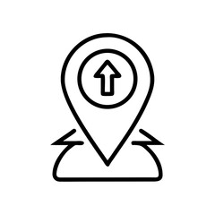 Poster - Upload Arrow with Location Symbol Icon Representing Geo-Tagged File Transfer, Cloud Upload, and Location-Based Data Sharing