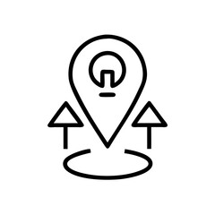 Poster - Upload Arrow with Location Symbol Icon Representing Geo-Tagged File Transfer, Cloud Upload, and Location-Based Data Sharing