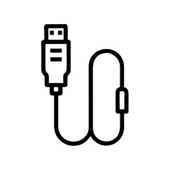 Poster - USB Cable with Connector Icon Representing Data Transfer Cord, Charging Cable, and Peripheral Device Interface