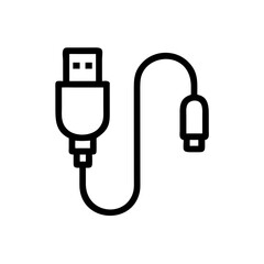 Poster - USB Cable with Connector Icon Representing Data Transfer Cord, Charging Cable, and Peripheral Device Interface