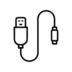 Poster - USB Cable with Connector Icon Representing Data Transfer Cord, Charging Cable, and Peripheral Device Interface