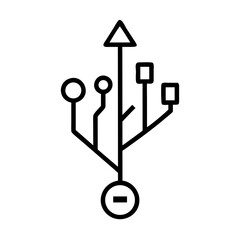 Poster - USB Connection Tree Symbol Icon Representing Data Routing, Multi-Port Hub Structure, and Peripheral Connectivity
