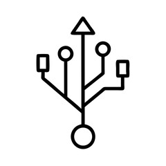 Poster - USB Connection Tree Symbol Icon Representing Data Routing, Multi-Port Hub Structure, and Peripheral Connectivity