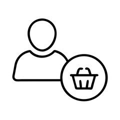 Poster - User with Shopping Basket Icon Representing Online Consumer, Retail Purchase, and E-commerce Shopping Activity