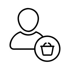 Poster - User with Shopping Basket Icon Representing Online Consumer, Retail Purchase, and E-commerce Shopping Activity