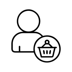 Poster - User with Shopping Basket Icon Representing Online Consumer, Retail Purchase, and E-commerce Shopping Activity