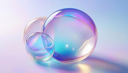 Aufkleber -  iridescent soap bubble cluster on pastel background for abstract web design, print, branding, or digital art concept
