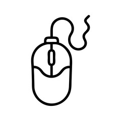 Fototapete - Wired Computer Mouse Icon Representing Desktop Input Device with Cable for Cursor Control and Navigation