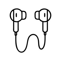 Poster - Wired Earbuds Audio Icon Representing Music Listening Device and Sound Accessory with Cable Connection