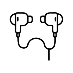 Poster - Wired Earbuds Audio Icon Representing Music Listening Device and Sound Accessory with Cable Connection