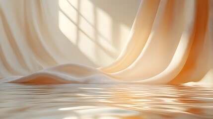 Poster - soft beige backdrop with a faint shadow at the bottom ideal for showcasing skincare or wellness prod