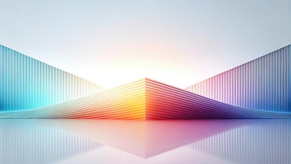 Poster - Abstract architectural design showcasing vibrant colorful geometric patterns and creative curved lines with reflections