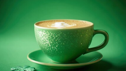 Poster - A single serving of coffee with a shamrock resting on the saucer