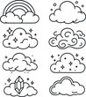 © kamila - Fantasy cloud icons set – outline, whimsical and magical design elements