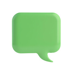 Poster - A single green speech bubble with rounded corners  in a 3d render isolated on transparent background