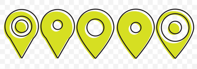 Poster - map pointers, pin, marker, navigation, GPS, position, pointer, on transparent background. EPS 10.
