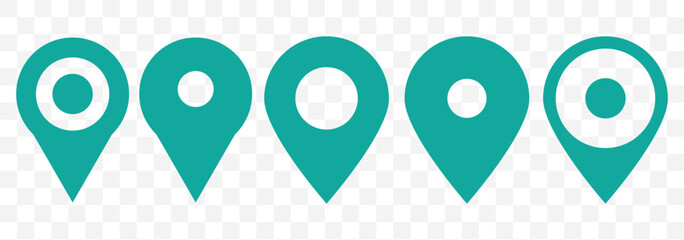 Poster - map pointers, pin, marker, navigation, GPS, position, pointer, on transparent background. EPS 10.