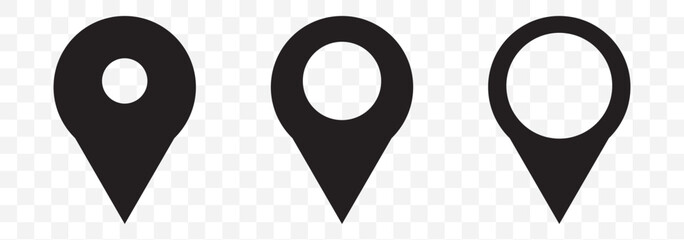 Poster - Location marker, map pin icon set. Flat icon set of location and map pins. Map pin place marker. Location pointer icon symbol in flat style. Position symbol. Point illustration sign collection. EPS 10