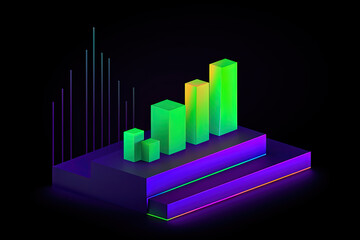 Aufkleber - 3D business graph with organized bars and information blocks. Abstract infographic element. Business growth and development to success concepts