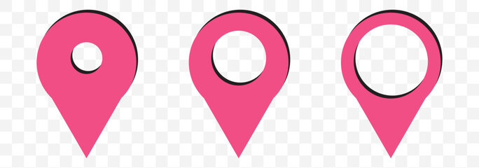 Poster - map pin vector logo template, locator icon in Pink color on Transparent Background. EPS 10.