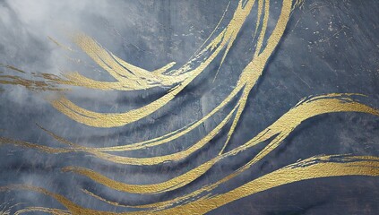 Poster - abstract design with flowing golden lines on a textured dark background