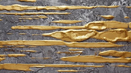 Poster - Abstract design featuring golden streaks on a textured gray background in modern aesthetics