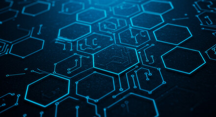 Poster - Futuristic Hexagon Circuit Board Abstract Tech Background Digital Network Innovation Technology