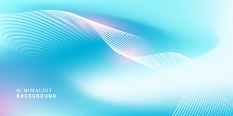 Wall Mural - Abstract blue gradient background with shining lines waves. Minimalist background for banner, poster, cover, brochure, flyer, website