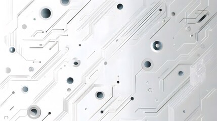 Aufkleber - 白い背景上の抽象的な技術回路基板のパターン構造のデザインと未来的な幾何学的ネットワーク接続
