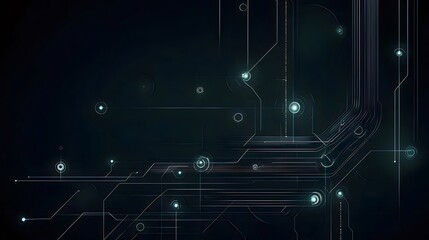 Poster - 暗い背景の抽象的な技術ネットワーク デザインと接続性 ライト効果と鮮やかな詳細 未来的なグローバル通信システムとサイバーコンセプト