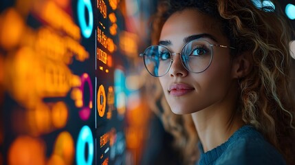 Poster - Businesspeople collaborating on digital whiteboard to improve supply chain