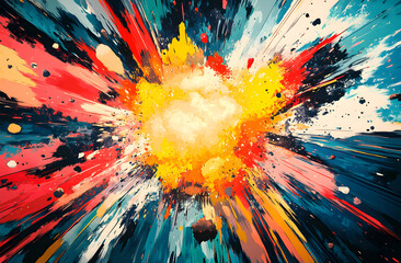 Poster - Colorful comic book explosion effects