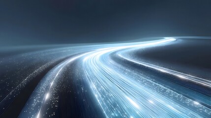 Aufkleber - 抽象的な青い光のトレイルの3Dレンダリングの未来的なビジュアル 背景の暗い領域と技術的な要素 未来的な抽象的なデザイン