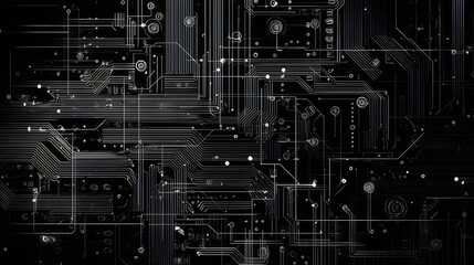 Aufkleber - 複雑な回路パターンを持つ抽象的な技術背景 未来的なデザインとハイテクの概念を示す