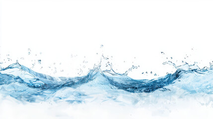 Poster - Clear and vibrant image of water waves splashing against white background, evoking sense of freshness and tranquility