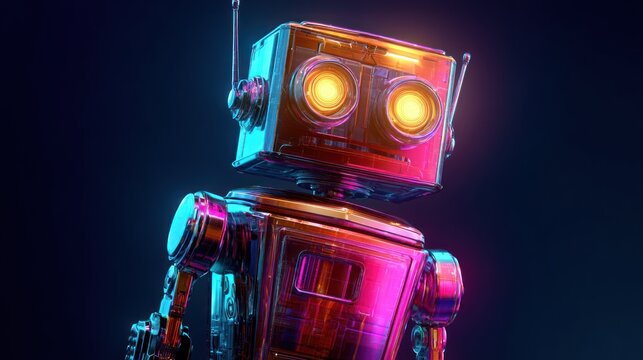 Neon Retro Robot: A Futuristic Vintage