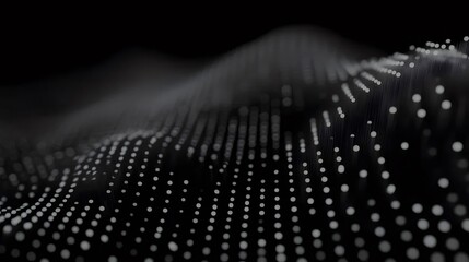 Aufkleber - 暗い背景の抽象的なデジタルドットの波状パターン テクノロジーと未来的なデザイン