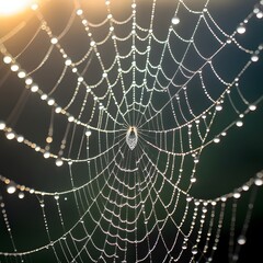 spider web with dew drops