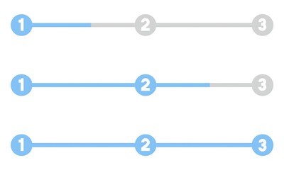 Three-Step Horizontal Progress Bar UI Indicator