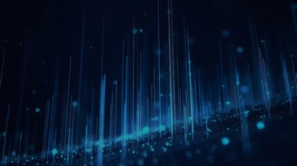 Aufkleber - 青色の抽象的な背景に光る線とパーティクルが特徴的なデジタル技術デザイン