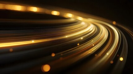 Aufkleber - 抽象的な黄金の光の軌跡モーション技術エネルギー背景 未来的な曲線の光の効果とぼかし ダイナミックな速度とパスを示す壁紙デザイン