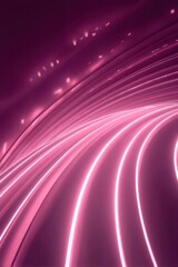 Aufkleber - ピンク色調の抽象的な発光曲線トンネル背景 鮮やかな光の道筋とモダンなデジタルアート 未来的なデザインとダイナミックなエネルギー表現