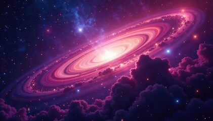 Wall Mural - Stunning vibrant nebula, cosmic dust and gas clouds swirling in deep space , oxygen, helium