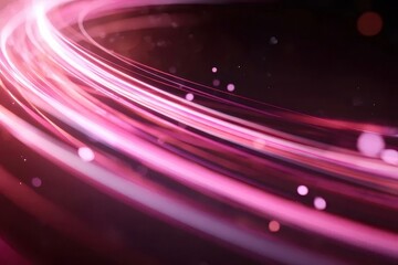 Aufkleber - ピンク色の光線と粒子が渦巻く抽象的な背景に未来的なデザインの曲線とグラデーション