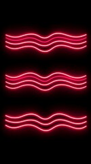 Poster - Red neon waves, abstract background