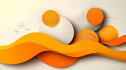 Poster - Orange waves, abstract circles, background design