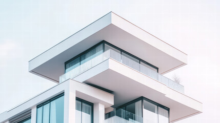 Aufkleber - Modern Architectural Marvel: An abstract of modern architecture, featuring clean lines, minimalist design, and a bright, airy ambiance, showcasing the elegance and sophistication. 