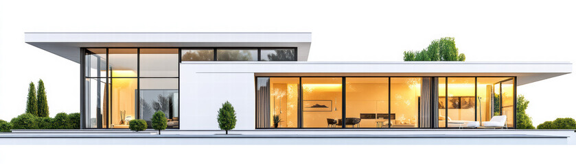 Aufkleber - Modern Home Exterior: A sleek and contemporary home design with large glass windows, and a minimalist aesthetic, reflecting modern architecture and lifestyle.