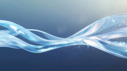 Aufkleber - 青と白の抽象的な波状のラインとグラデーションの背景のイメージ